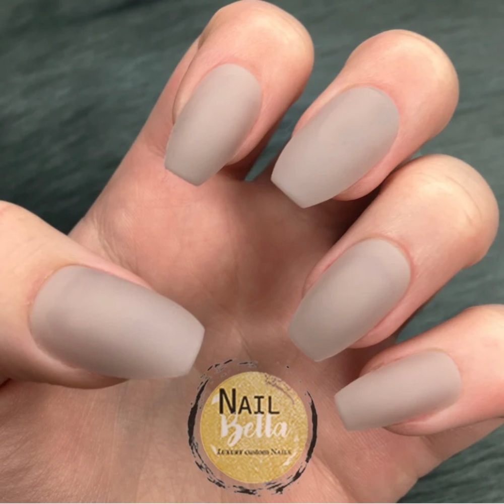 Beige Matte Short Coffin Press on Nails | Press On Nails | Short Press on Nail